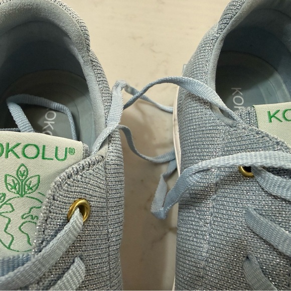 Koolaburra Glittery Blue Sneakers with Gold Accents - Picture 7 of 13